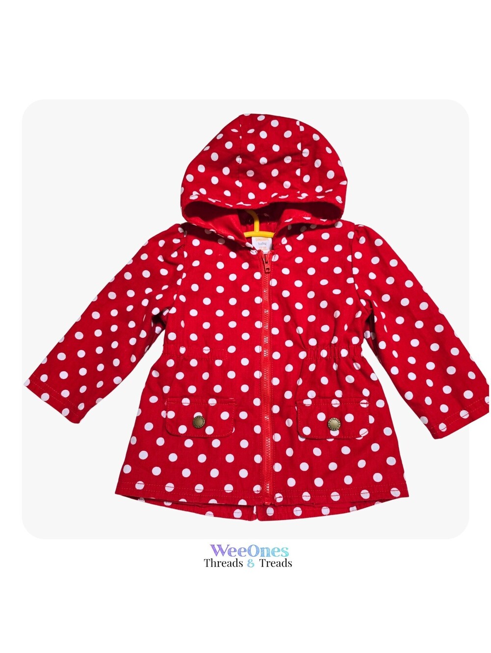Gymboree Baby Girls Red White Polka Dot Hooded Jacket Coat 12-18 Months EUC